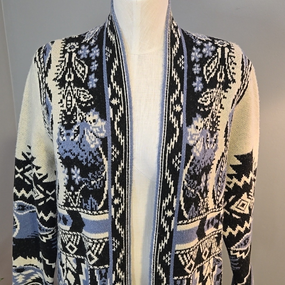 Maxsport Open Front Patch Pocket Full Length Duster Cardigan Coat Size M - Picture 6 of 13